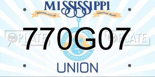 770G07 Mississippi License Plate