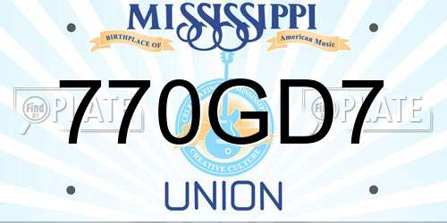 770GD7 Mississippi License Plate