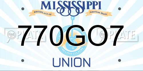 770GO7 Mississippi License Plate