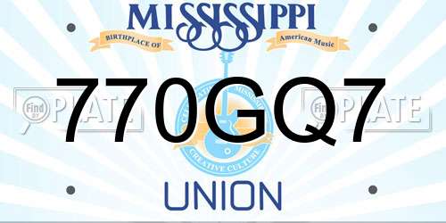 770GQ7 Mississippi License Plate