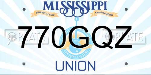 770GQZ Mississippi License Plate