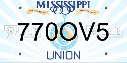 770OV5 Mississippi License Plate