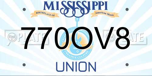 770OV8 Mississippi License Plate