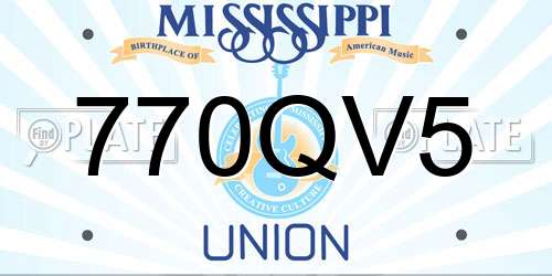 770QV5 Mississippi License Plate