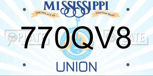 770QV8 Mississippi License Plate