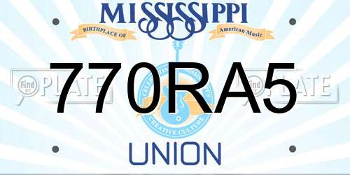 770RA5 Mississippi License Plate