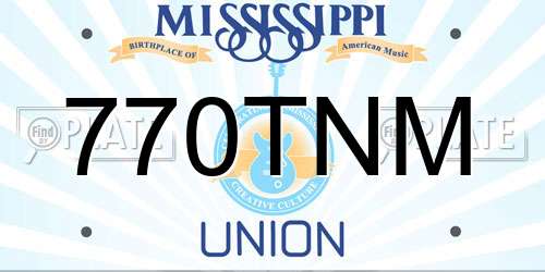 770TNM Mississippi License Plate