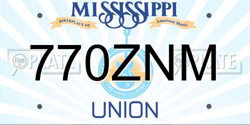 770ZNM Mississippi License Plate