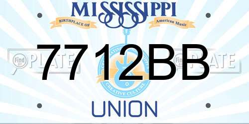 7712BB Mississippi License Plate