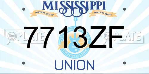 7713ZF Mississippi License Plate