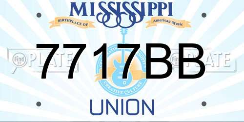7717BB Mississippi License Plate