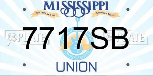 7717SB Mississippi License Plate