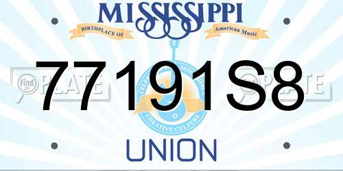 77191S8 Mississippi License Plate