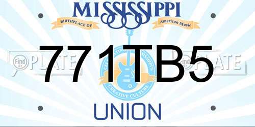 771TB5 Mississippi License Plate