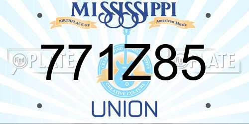 771Z85 Mississippi License Plate