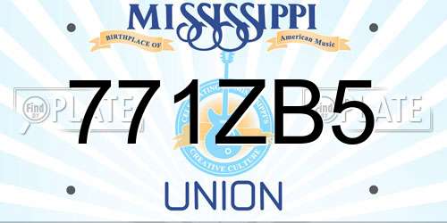 771ZB5 Mississippi License Plate