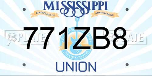 771ZB8 Mississippi License Plate