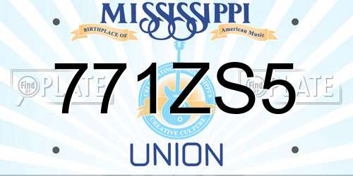 771ZS5 Mississippi License Plate
