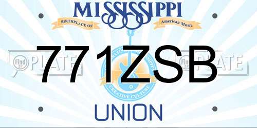 771ZSB Mississippi License Plate