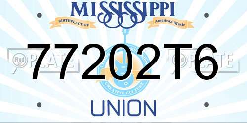 77202T6 Mississippi License Plate