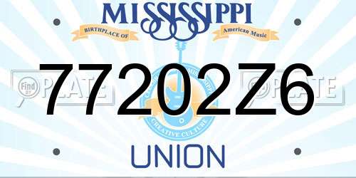 77202Z6 Mississippi License Plate