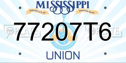 77207T6 Mississippi License Plate