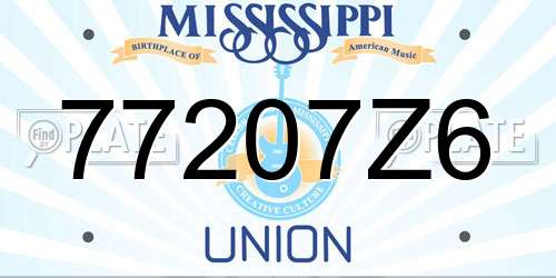 77207Z6 Mississippi License Plate