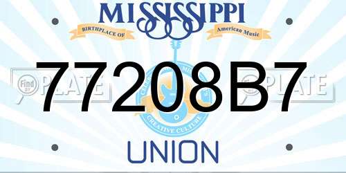 77208B7 Mississippi License Plate