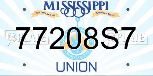 77208S7 Mississippi License Plate