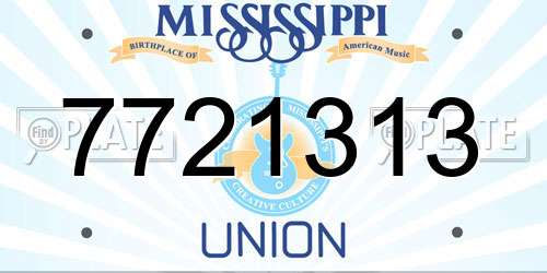 7721313 Mississippi License Plate