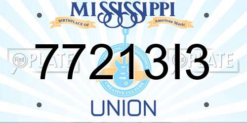 77213I3 Mississippi License Plate