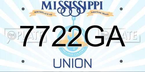 7722GA Mississippi License Plate