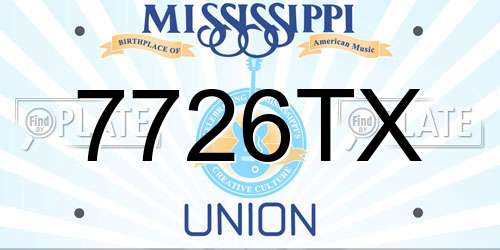 7726TX Mississippi License Plate