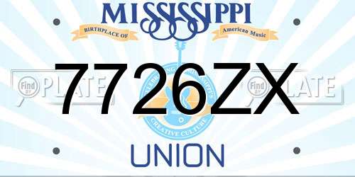 7726ZX Mississippi License Plate