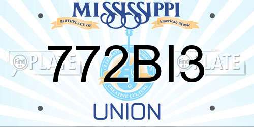 772BI3 Mississippi License Plate