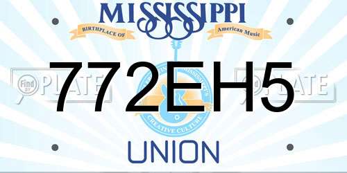 772EH5 Mississippi License Plate