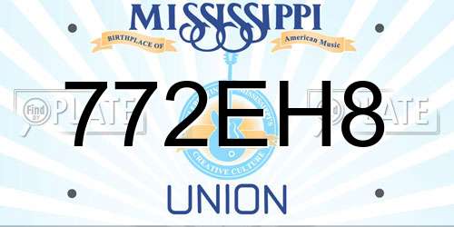 772EH8 Mississippi License Plate