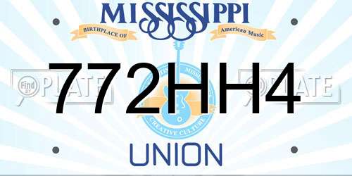772HH4 Mississippi License Plate
