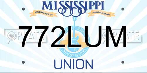 772LUM Mississippi License Plate