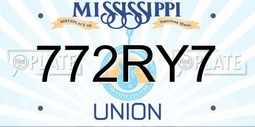772RY7 Mississippi License Plate