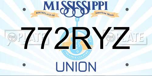772RYZ Mississippi License Plate