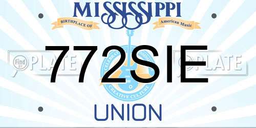 772SIE Mississippi License Plate