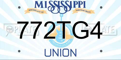 772TG4 Mississippi License Plate
