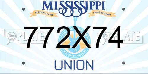 772X74 Mississippi License Plate