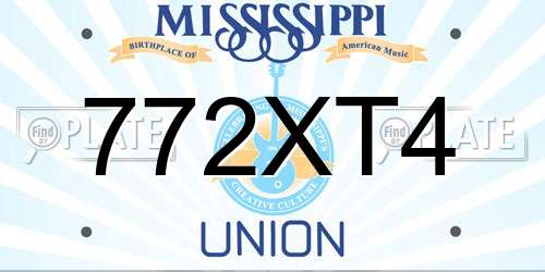 772XT4 Mississippi License Plate