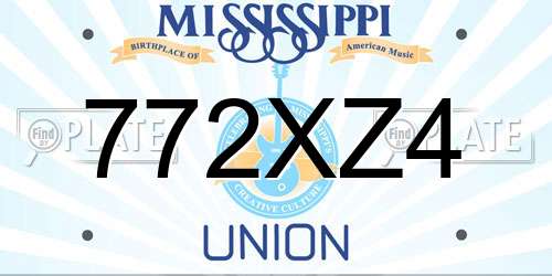 772XZ4 Mississippi License Plate
