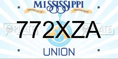 772XZA Mississippi License Plate