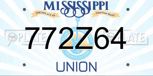772Z64 Mississippi License Plate