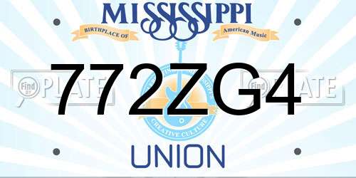 772ZG4 Mississippi License Plate