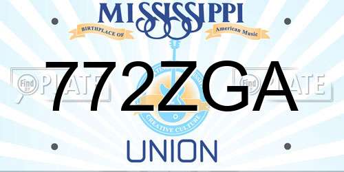 772ZGA Mississippi License Plate